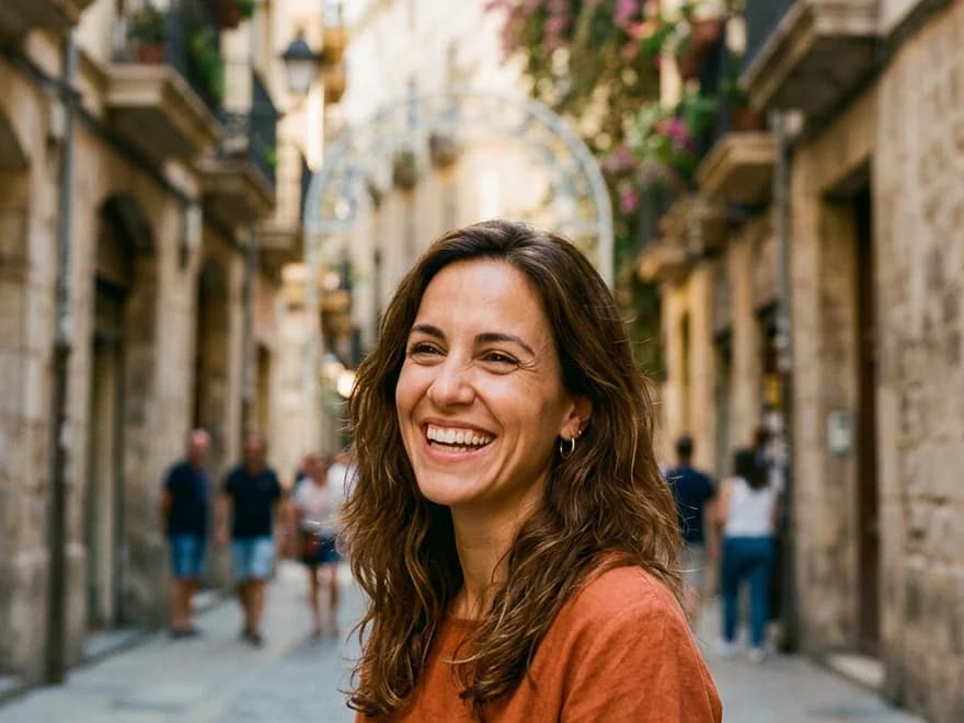 Carla sonriendo en una calle del centro de Valencia
